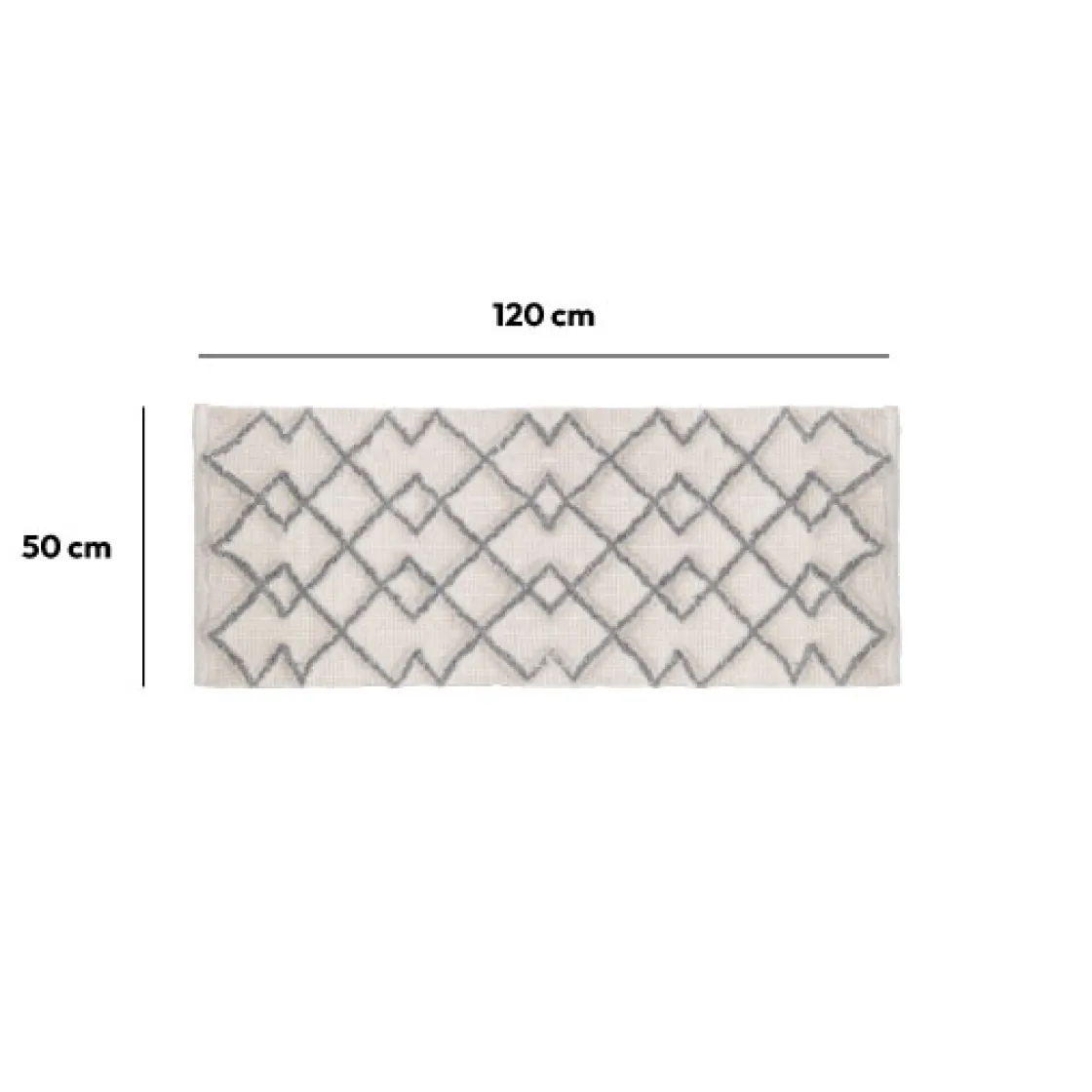 5five Tapis 120x50 cm, Gris, Blanc