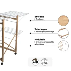 5five Étendoir à linge 4 roues 27m