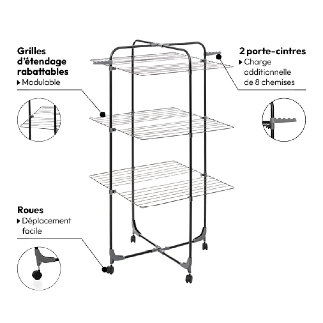5five Étendoir à linge modulable tour 30m
