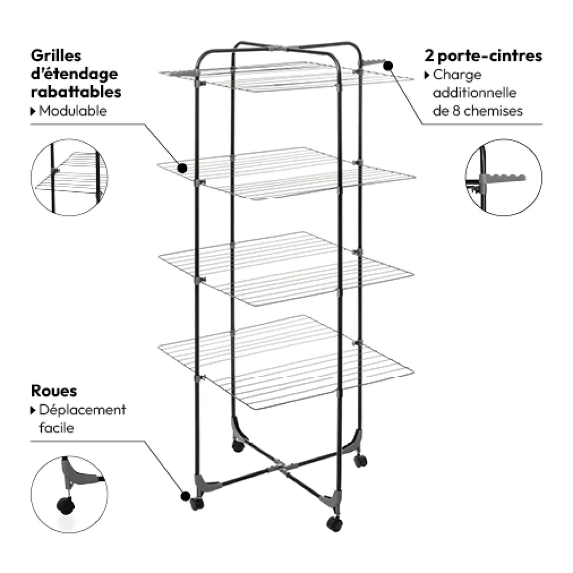 5five Étendoir à linge modulable tour 40 m