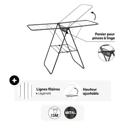 5five Étendoir à linge pliant Pont 13m
