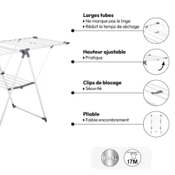 5five Étendoir à linge pliant pont 15m