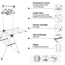 5five Étendoir à linge pliant pont 16m