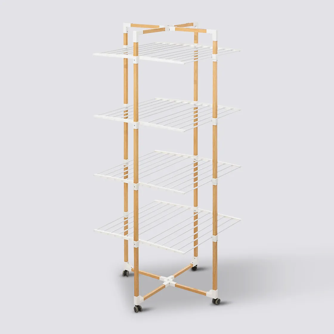 5five Étendoir à linge tour 4 roues 40m, Effet bois