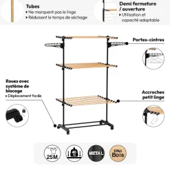 5five Étendoir à linge tour roues 25m