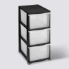 5five Tour de rangement 3 tiroirs avec roues, Noir