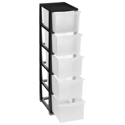 5five Tour de rangement 5 tiroirs avec roues, Noir