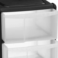 5five Tour de rangement 4 tiroirs avec roues, Noir