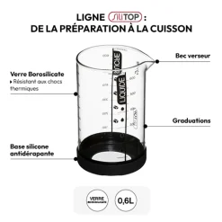 5five Verre doseur 0,6L - Noir, rouge