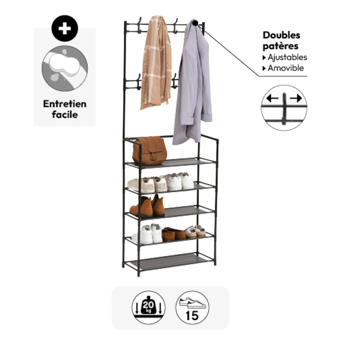 5five Vestiaire penderie 5 étagères, Acier