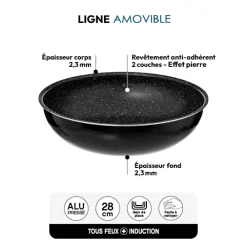 5five Wok aluminium pressé, 28 cm